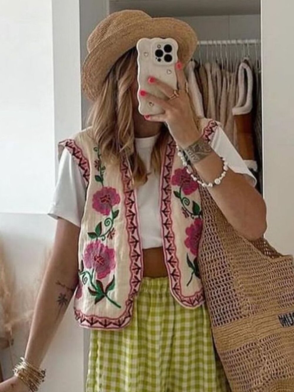 Vintage Style Embroidered Floral Vest